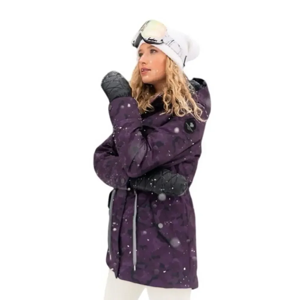 Obermeyer Celestia Ski Jacket Women’s Plus Size 18 Purple Camo Fleece Hood - Picture 7 of 13